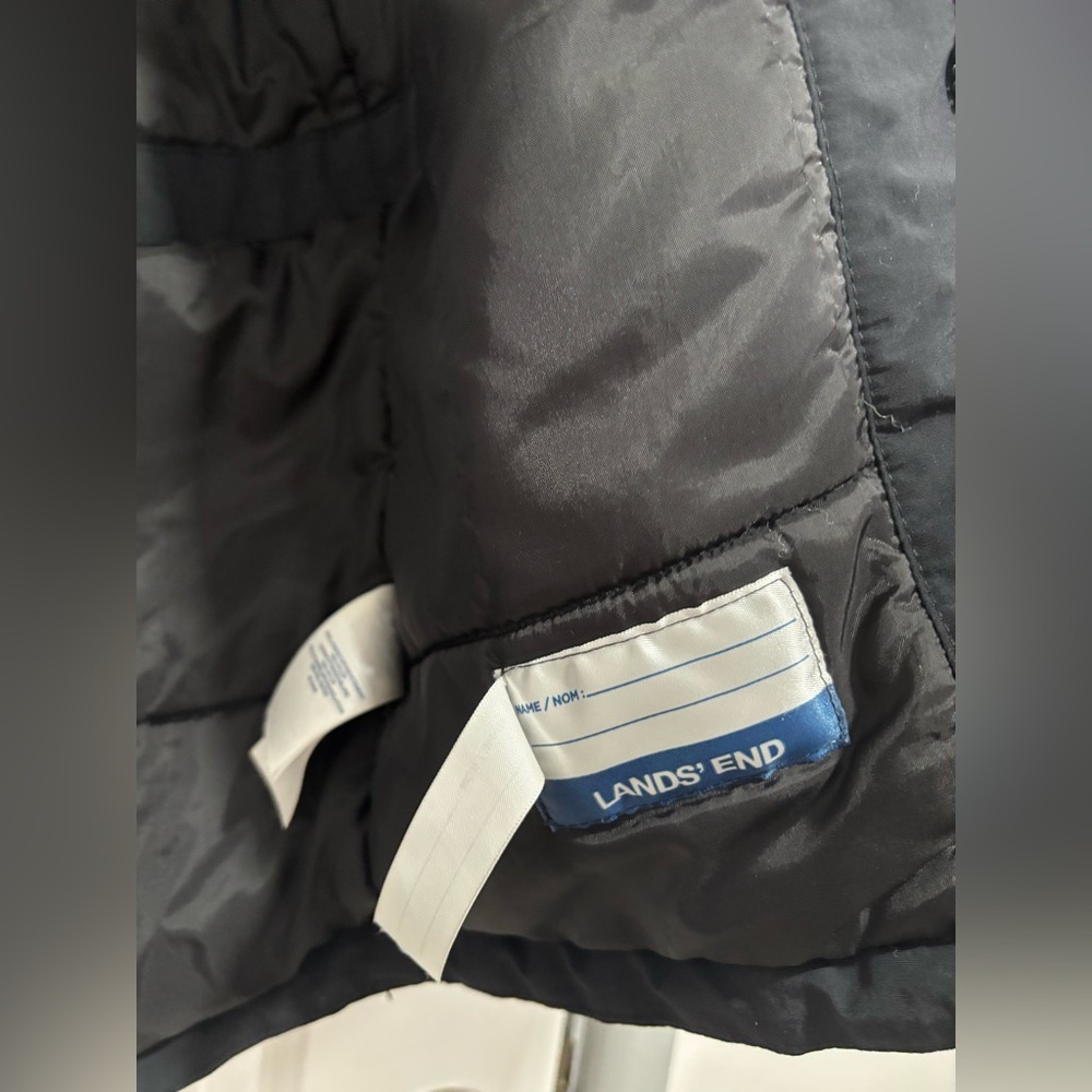 Lands’ End Kids Black Insulated Winter Parka Coat | Hooded | Size M 10–12 - Picture 11 of 13